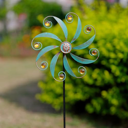 Stargarden Wind Spinner, Metal Outdoor Wind Sculptures & Spinners - color: Small-green-b