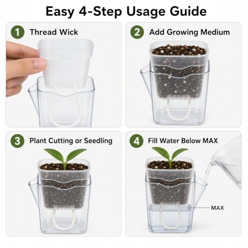 12 Pack 2.5 Inch Clear Self Watering Pots for Indoor Plants
