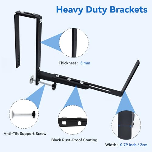 Halatool Window Box Brackets Outdoor, 4Pack Adjustable Planter Box Brackets