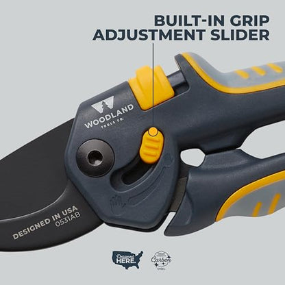 Woodland Tools Co. Super Duty Bypass Pruning Shears – 3/4" Cut Capacity, Gear-Driven Cutting System, High Carbon Steel Blade, Internal Spring, Adjustable Grip, Garden Pruner for Thick Stems and Shrubs - style: Super Duty Pruner