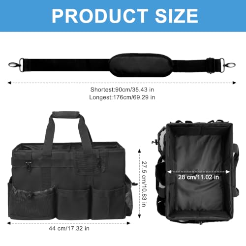 17 Inch Extra Large Cleaning Caddy Bag for Housekeepers, Black Tool Bag - color: Black, size: Extra Large