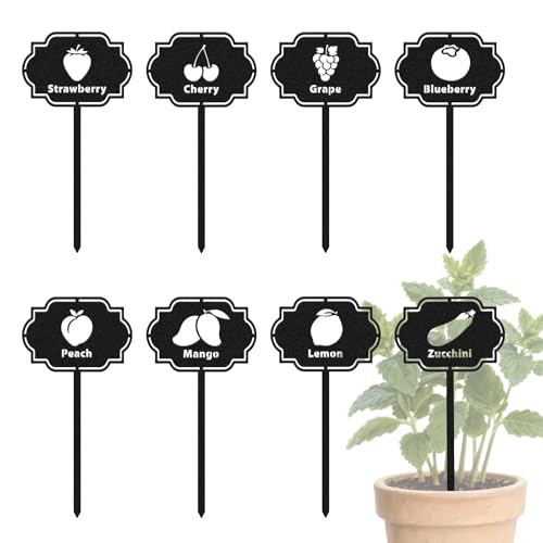 CUTHOLLOW 8PCS Fruits Vegetable Garden Plant Markers, Metal Plant Labels - style: Fruits and Vegetable