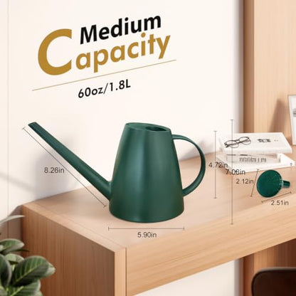 60 oz Watering Can, Small Watering Can for Indoor Plants with Long Spout - color: Dark Green