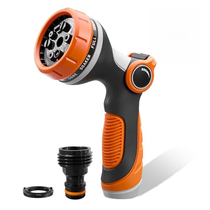 Garden Hose Nozzles,Hose Spray Nozzle with Adjustable 10 Watering Patterns - color: Orange