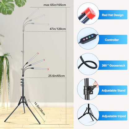 3Head Standing Grow Light for Indoor Bonsai Tree, Seed Starting - size: 3Head Stand(27W)