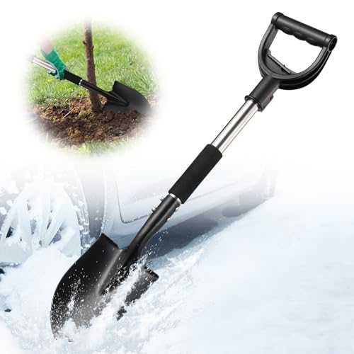 Multi-Task Small Shovel 31" - D-Handle Ergonomic Design for Raised Garden Beds, Outdoor Compact Spaces & Family Camping (Rustproof & Ultra-Light), Silver - color: Silver