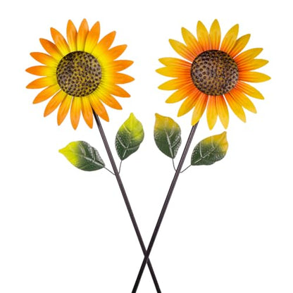 Viveta 2Pack Metal Sunflower Wind Spinner Outdoor,Pinwheels - color: A-sunflower-2 Pack