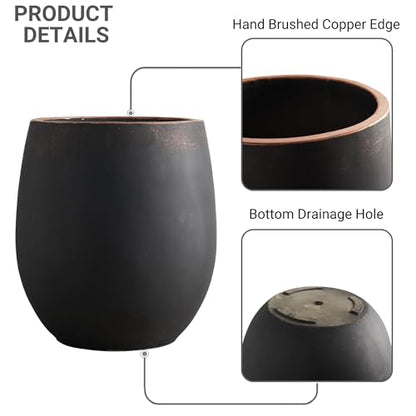 Wallowa 17.7"+13.3"+9.5" Round Weathered Concrete Planters Set of 3 - color: Black, size: Set of 3