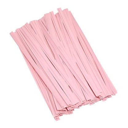 ONLYKXY 120pcs Kraft Paper Twist Ties Plant Ties 4inch Reusable Bread Twist Ties Cake pop Ties Cable Ties Candy Ties for Bags (Light Pink) - color: Light Pink