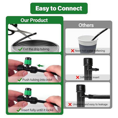 Kalolary 30Pcs Push-to-Fit Drip Irrigation Emitters for 1/4" Tubing - size: 1/4” Push-to-Connect Tee- Vortex- 30P Green