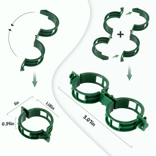 Plant Support Clips 100 PCS, Tomato Vine Clips, Trellis Plastic Clips, Garden Vine Fixing Clips for Climbing Plants, Tomato, Grape, Vegetables and Plants Stalks, Green