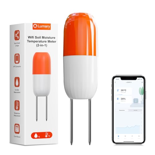 Lumary Wireless WiFi Moisture & Temperature Soil Meter, IP67, No Need Hub