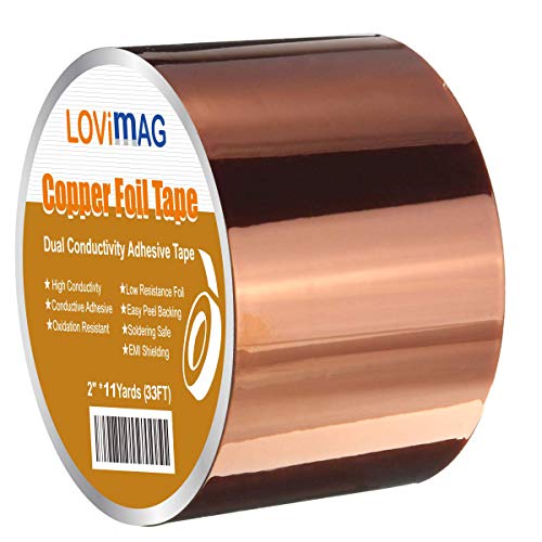 LOVIMAG Copper Tape (2inch X 33 FT) HVAC Foil Anti Tarnish Strips - size: 2inchx33ft