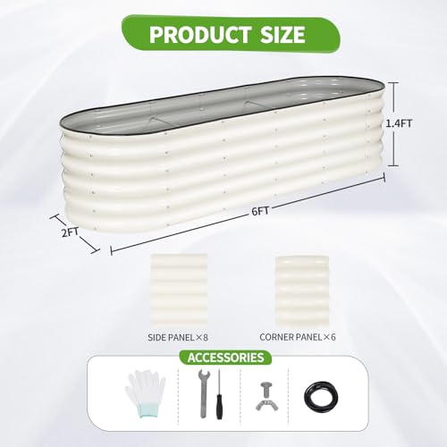 Galvanized Raised Garden Bed - 2 Pcs 6x2x1.4FT Planter Box, White - color: White, size: 6x2x1.4ft