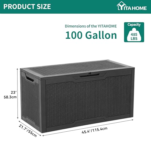 YITAHOME 100 Gallon Large Deck Box - color: Black