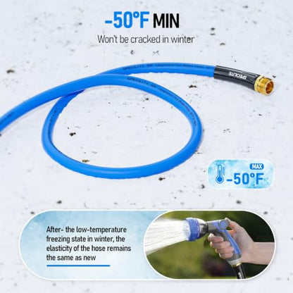 SPECILITE Retractable Garden Hose Reel with 5/8" 100ft Hot/Cold Water Pipe - color: Blue, size: 5/8'' 100 FT