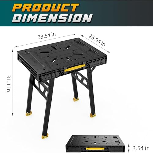 Portable Workbench, Folding Worktable, 1650lbs Capacity, Yellow - color: Yellow