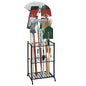 RANXFLOAT Garden Tool Organizer with Storage Hooks, Yard Tool Tower Rack for Garage Organization and Storage, Up to 35 Long-Handled Tools, Metal Tool Holder with 6 Hooks, Black