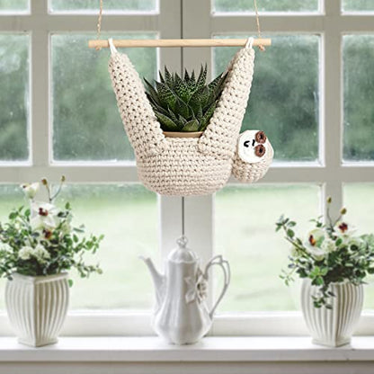 Evbopa Sloth Gifts Sloth Plant Hanger Plant Gifts Macrame Hanging Planter - size: 1 Pack
