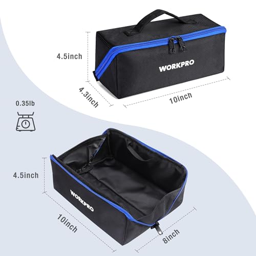 WORKPRO 10" Tool Bags, 3 Pack Zipper Tool Pouch with Wide Mouth Design - color: Black