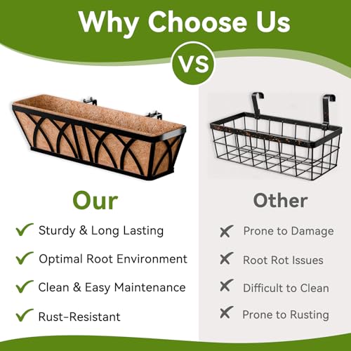 Halatool 24 Inch Railing Planter Box, 2 Pack Heavy Duty Window Box Planters - color: X-shape