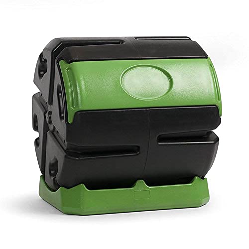 FCMP Outdoor HOTFROG Rolling Single Chamber Batch Tumbling Composter - Outdoor Rotating Garden Compost Bin (HF-RC4000WB) Black & Green (37-Gallon)