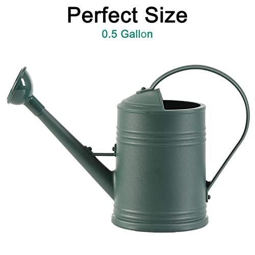 Plastic Indoor Watering Can with Sprinkler Head - 68 oz, 1/2 Gallon - color: Dark Green