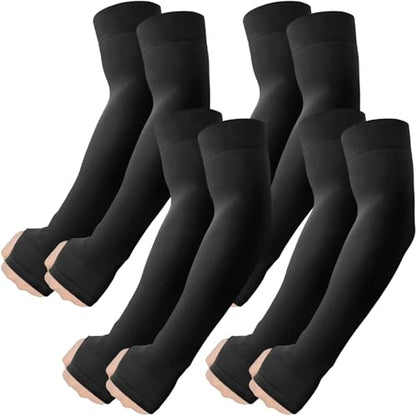 ROXUN Arm Sleeves with Thumb Hole, Cooling UV Sun Protection for Men/Women - color: 4 Pairs - Black