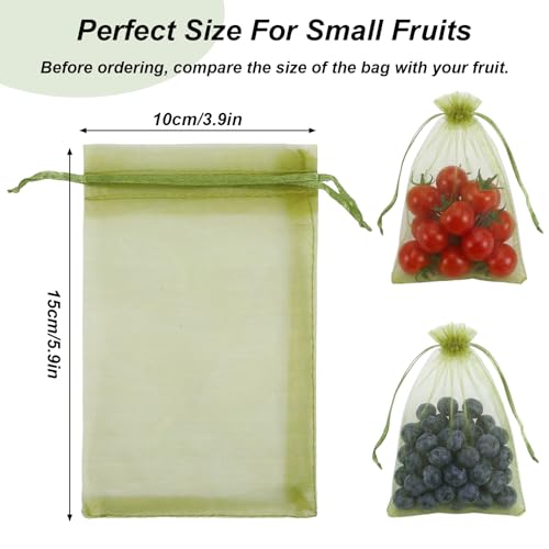 100 Pcs 4 x 6 Inch Fruit Protection Bags, Drawstring Mesh Netting Cover