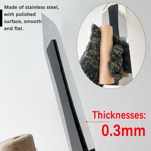 Plaster Finishing Trowel Set,4 Pack Concrete Trowel with Wood Handle - size: 0.3mm, 4Pcs