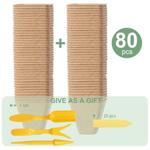 80-Pack 3.15" Square Biodegradable Seed Starter Pots