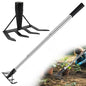 Small Garden Rake Hand Weed Remover Long Handle Tilling Soil Tool