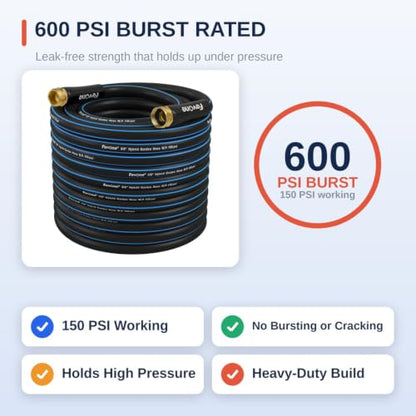 FEVONE Kink Free Garden Hose 75 ft, Heavy Duty Water Hose - size: 75FT