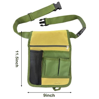 Heavy-Duty Garden Tool Belt Pouch, Multi-Pocket Canvas Utility Waist Bag with Adjustable Strap, Waterproof Tool Fanny Pack for Gardening, Carpenter, Electrician, DIY Work