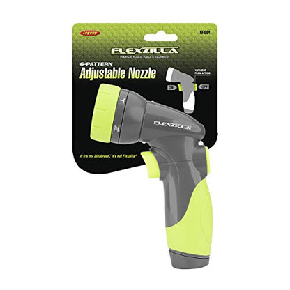 Flexzilla 6-Pattern Adjustable Garden Hose Nozzle Sprayer with Easy to Use on/off toggle & Durable Design - color: Chartreuse, style: 6-Pattern Toggle Switch