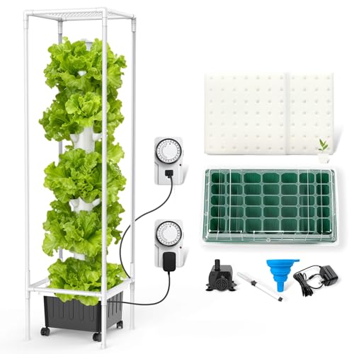 JESLED 15 Tiers Hydroponics Growing System Kits with 4 LED Grow Lights - size: 15tiers