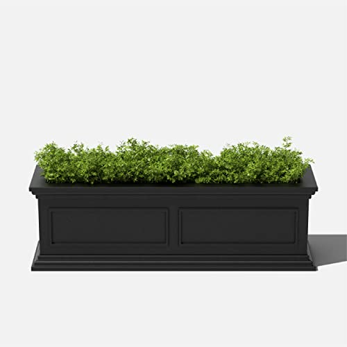 Veradek Brixton Series Window Box Planter - Rectangular Outdoor Planter - color: Black, size: 11"H x 11"W x 36"L - 2 Pack