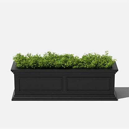 Veradek Brixton Series Window Box Planter - Rectangular Outdoor Planter - color: Black, size: 11"H x 11"W x 36"L - 2 Pack