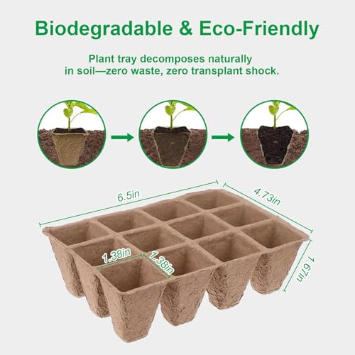 10 Pack Seedling Starter Trays - 120 Cells,Biodegradable Seed Starter Trays for Seedlings,Eco-Friendly Peat Pots - size: 10 Pack