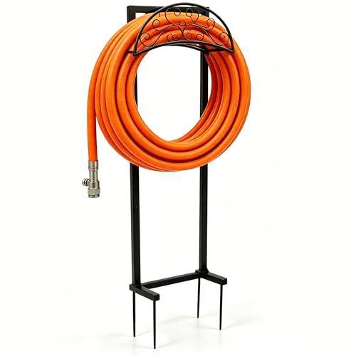Garden Hose Holder, 57 Inch Extra Tall Freestanding Water Hose Stand, Heavy Duty Stainless Steel Ground Stake with Triangle Reinforcement, Supports 200 ft Hose - size: 57 Inch