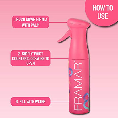 FRAMAR Premium Hair Mister Spray Bottle, Continuous Spray Bottle For Hair - color: Pink