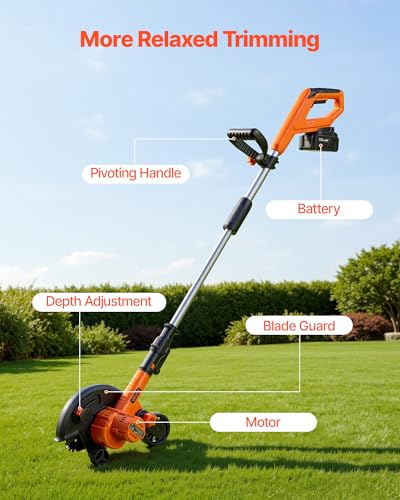 VEVOR Lawn Edger 8.8-in Blade, 20V Battery Powered Cordless Edger Lawn Tool - size: 8.8 inches