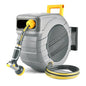 GLAHODEN 5/8 in x 100 ft Retractable Garden Hose Reel with Automatic Rewind - color: Light Gray, size: 5/8" 100FT