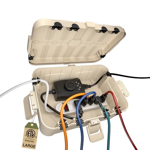 Flemoon Large Outdoor Electrical Box, IP54 Waterproof Extension Cord Cover - color: Almond, size: Large