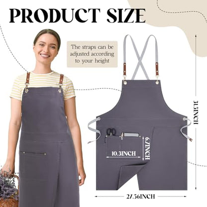 Crossback Pottery Apron Split Leg, Adjustable Straps - color: Gray