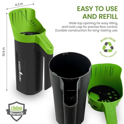 Garden Guru Handheld Seed Spreader Shaker – Multi Use Grass Seed, Fertilizer, Ice & Snow Melt Spreader – Adjustable Twist Cap w Multiple Size Openings – Lightweight 1L Capacity Hand Seeder (4 Pack) - size: 4 Pack