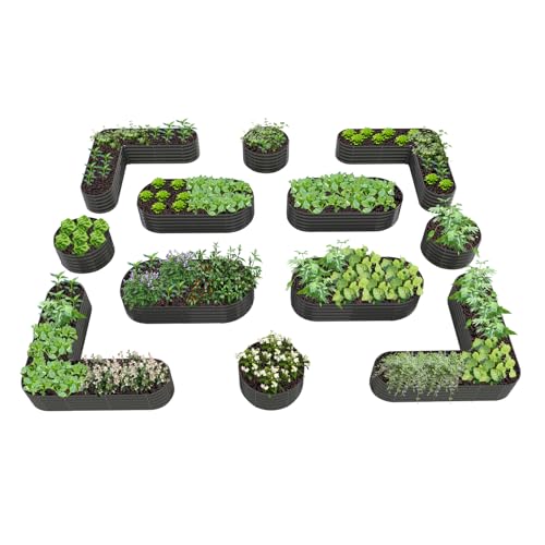 Anleolife 12-Bed Heart, Oval, Round & Heart Raised Bed Set, Quartz Grey - color: Gardener G, size: Set of 12