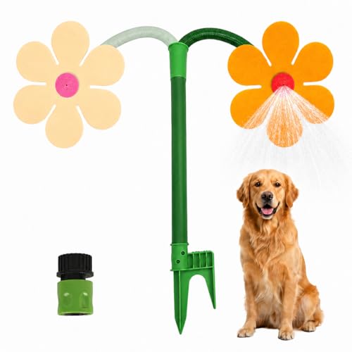 Crazy Daisy Sprinkler, 360° Rotating Flower Sprinkler for Dogs and Yard - color: Yellow