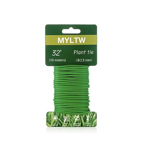 32FT Soft Plant Ties,Green Twist Garden Ties,Flexible Twist Ties for Climbing Plants House and Garden Plants Office Home Organizing(Diameter 2.5mm)