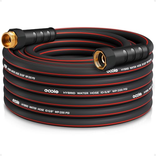 Heavy Duty Garden Hose 25ft, NON-EXPANDABLE Flexible Water Hose, Kink Resistant Lightweight Hybrid Hose, Leakproof Hose Male to Female Fittings - color: Black+Red, size: 25ft